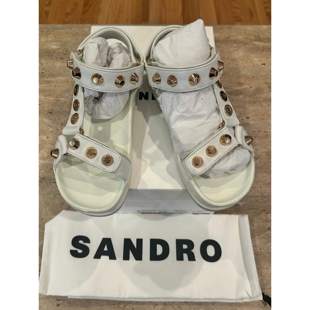 NEW Sandro Embellished leather sandals White size 40 / 9.5 - Picture 9 of 12